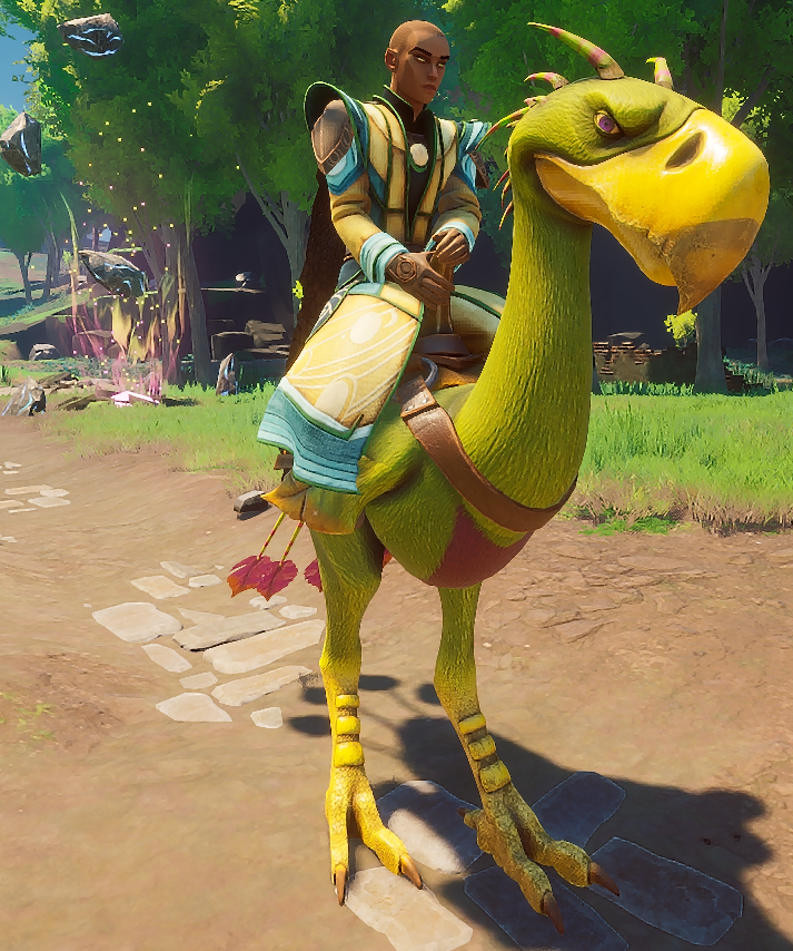 Player riding a Terrorbird in Dragonwilds